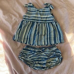 NWOT Carters Blue Striped 2 Piece Matching Set for Summer - 3M